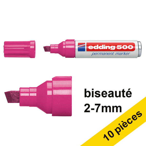 Edding Offre : 10x Edding 500 marqueur permanent (2 - 7 mm pointe biseautée) - rose  239874 - 1