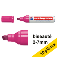 Offre : 10x Edding 500 marqueur permanent (2 - 7 mm pointe biseautée) - rose