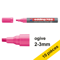 Offre : 10x Edding 725 marqueur pour tableaux (2 - 5 mm pointe biseautée) - rose fluo