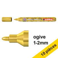 Edding Offre : 10x Edding 74 M marqueur peinture à encre brillante (1 - 2 mm ogive) - or  239897