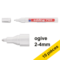 Offre : 10x Edding 750 marqueur peinture à encre laquée (2 - 4 mm ogive) - blanc