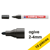 Offre : 10x Edding 750 marqueur peinture (2 - 4 mm ogive) - noir