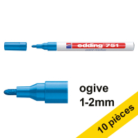 Offre : 10x Edding 751 marqueur peinture à encre laquée (1 - 2 mm ogive) - bleu clair