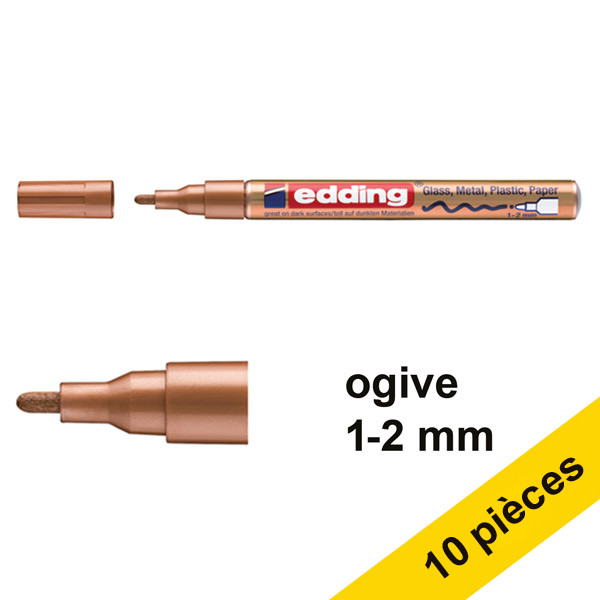 Edding Offre : 10x Edding 751 marqueur peinture à encre laquée (1 - 2 mm ogive) - cuivre  239470 - 1