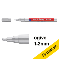 Offre : 10x Edding 751 marqueur peinture (1 - 2 mm ogive) - argent