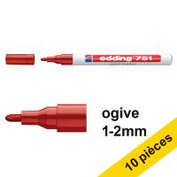 Offre : 10x Edding 751 marqueur peinture (1 - 2 mm ogive) - rouge