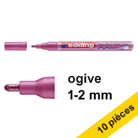 Offre : 10x Edding 751 marqueur peinture brillante (1 - 2 mm ogive) - rose métallisé