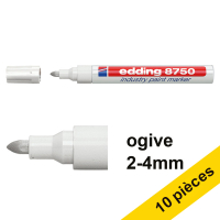 Offre : 10x Edding 8750 marqueur peinture spécial industrie (2 - 4 mm ogive) - blanc