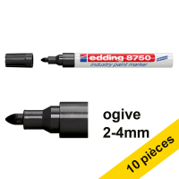 Offre : 10x Edding 8750 marqueur peinture spécial industrie (2 - 4 mm ogive) - noir