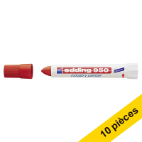 Offre : 10x Edding 950 marqueur spécial industrie (10 mm ogive) - rouge