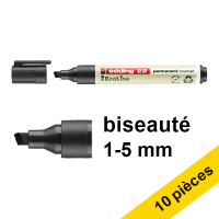 Offre : 10x Edding EcoLine 22 marqueur permanent (1 - 5 mm biseautée) - noir