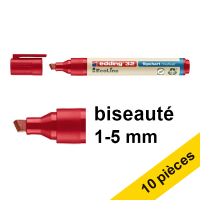 Offre : 10x Edding EcoLine 32 marqueur pour chevalet (1 - 5 mm biseauté) - rouge