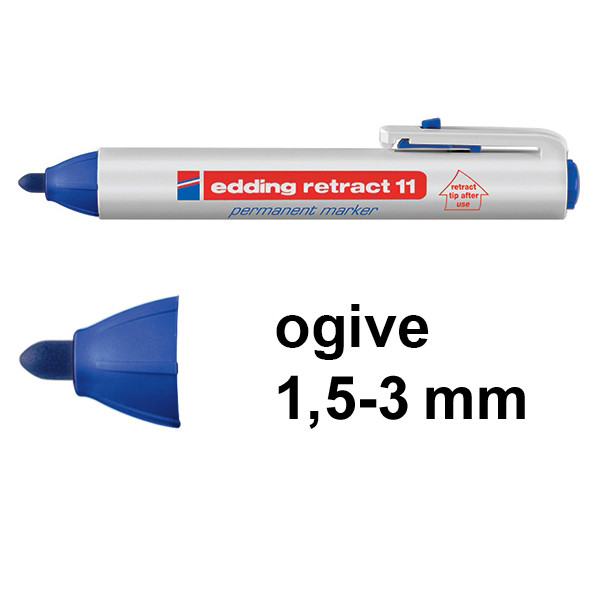 Edding Retract 11 marqueur permanent (1,5 - 3 mm ogive) - bleu 4-11003 200837 - 1