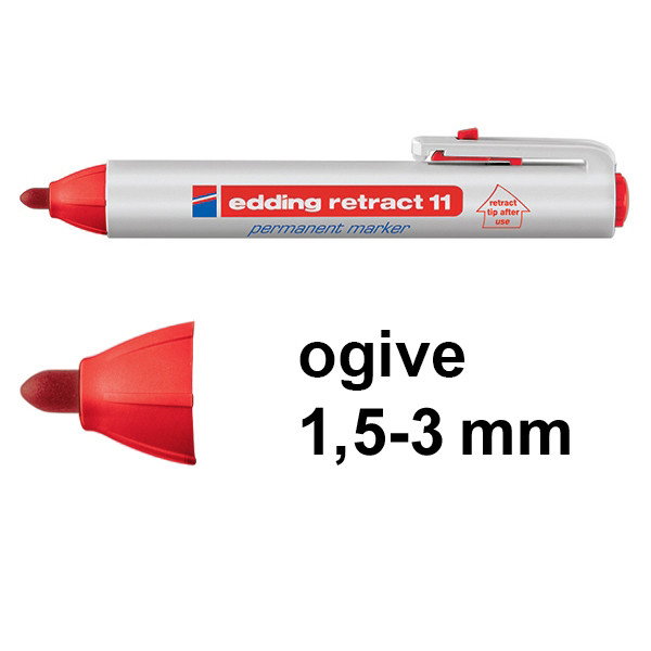 Edding Retract 11 marqueur permanent (1,5 - 3 mm ogive) - rouge 4-11002 200836 - 1