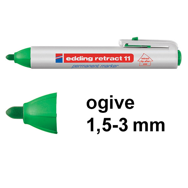 Edding Retract 11 marqueur permanent (1,5 - 3 mm ogive) - vert 4-11004 200838 - 1