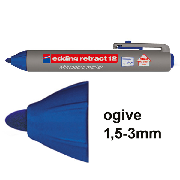 Edding Retract 12 marqueur pour tableaux blancs (1,5 - 3 mm ogive) - bleu 4-12003 200851 - 1
