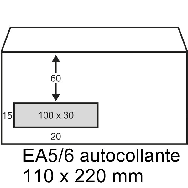 Enveloppe 110 x 220 mm - EA5/6 fenêtre à gauche patte autocollante (25 pièces) - blanc RD-202525-25 209009 - 1