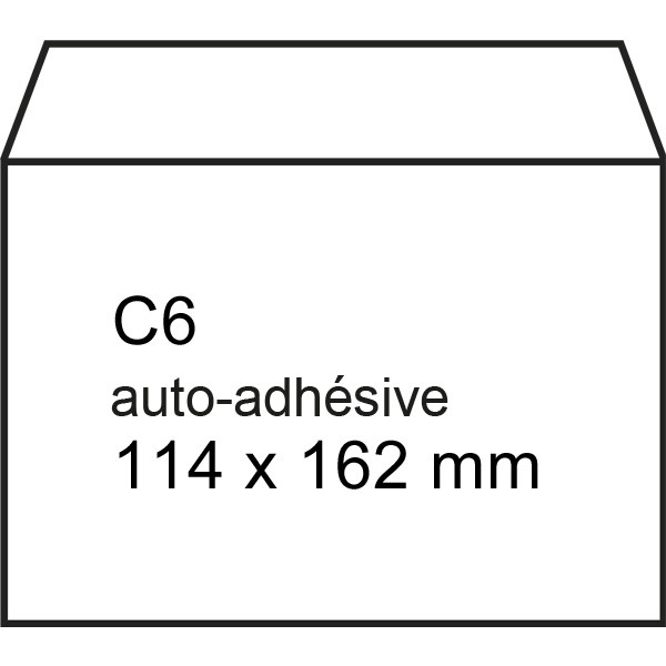 Enveloppe 114 x 162 mm - C6 patte autocollante (25 pièces) - blanc