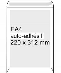 Enveloppe dos carton 220 x 312 mm - EA4 autoadhésive (100 pièces) - blanc 308530 209100