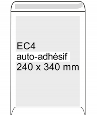Enveloppe dos carton 240 x 340 mm - EC4 autoadhésive (100 pièces) - blanc 308550 209106