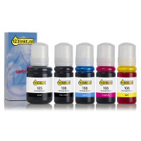 Epson 105/106 offre : 2 noirs + 3 couleurs (marque 123encre)