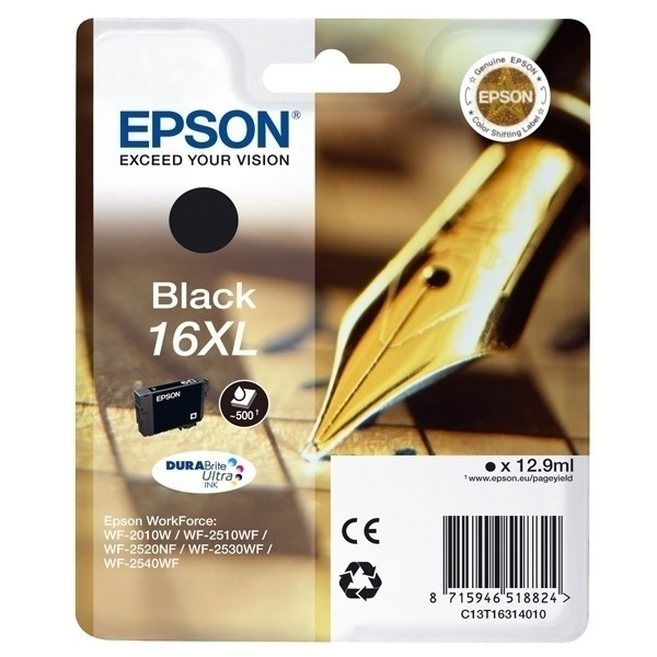 Epson 16XL (T1631) cartouche d'encre noire haute capacité (d'origine) C13T16314010 C13T16314012 901976 - 1