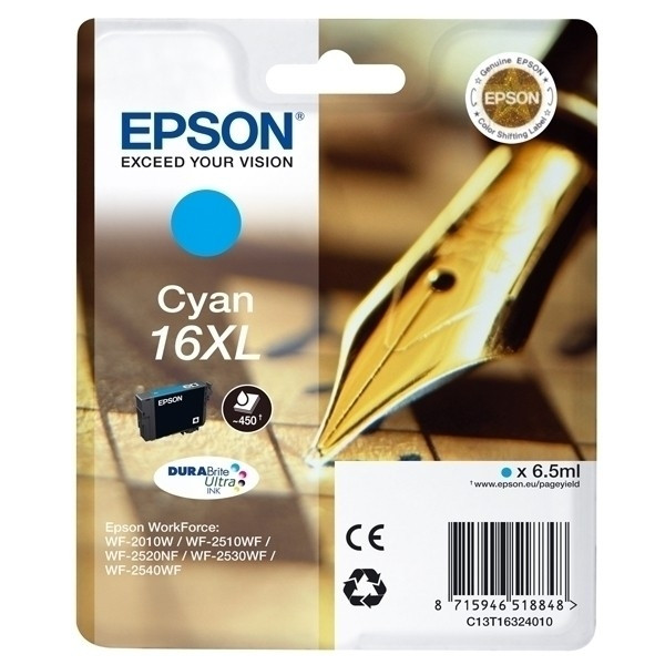 Epson 16XL (T1632) cartouche d'encre cyan haute capacité (d'origine) C13T16324010 C13T16324012 901977 - 1
