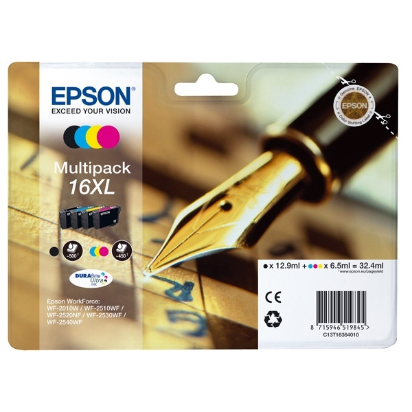 Epson 16XL (T1636) multipack 4 couleurs haute capacité (d'origine) C13T16364010 C13T16364012 026538 - 1