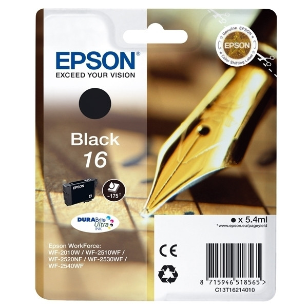Epson 16 (T1621) cartouche d'encre (d'origine) - noir C13T16214010 C13T16214012 026520 - 1