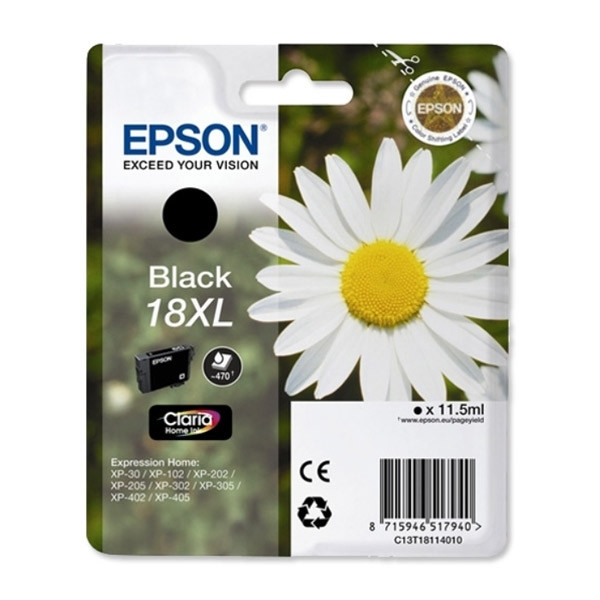 Epson 18XL (T1811) cartouche d'encre à haute capacité (d'origine) - noir C13T18114010 C13T18114012 902474 - 1