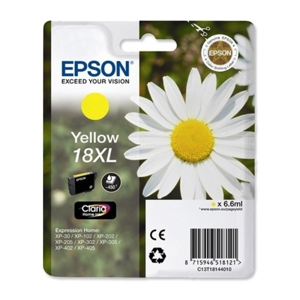 Epson 18XL (T1814) cartouche d'encre jaune haute capacité (d'origine) C13T18144010 C13T18144012 901987 - 1