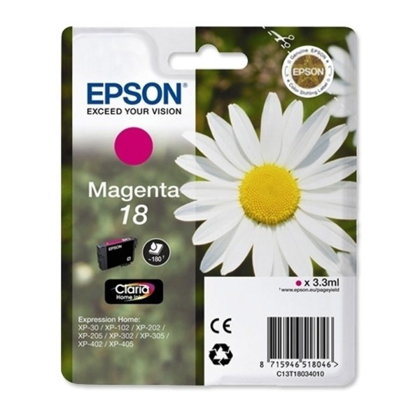 Epson 18 (T1803) cartouche d'encre (d'origine) - magenta C13T18034010 C13T18034012 901412 - 1