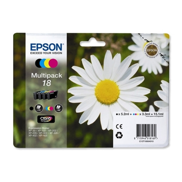 Epson 18 (T1806) multipack noir + 3 couleurs (d'origine) 026476 - 1