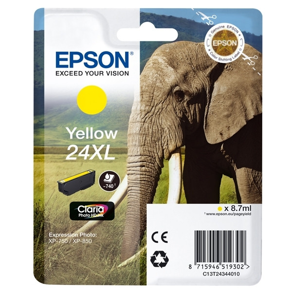 Epson 24XL (T2434) cartouche d'encre haute capacité (d'origine) - jaune C13T24344010 C13T24344012 026596 - 1