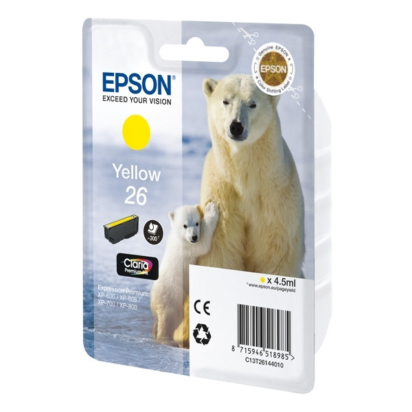 Epson 26 (T2614) cartouche d'encre jaune (d'origine) C13T26144010 C13T26144012 902482 - 1