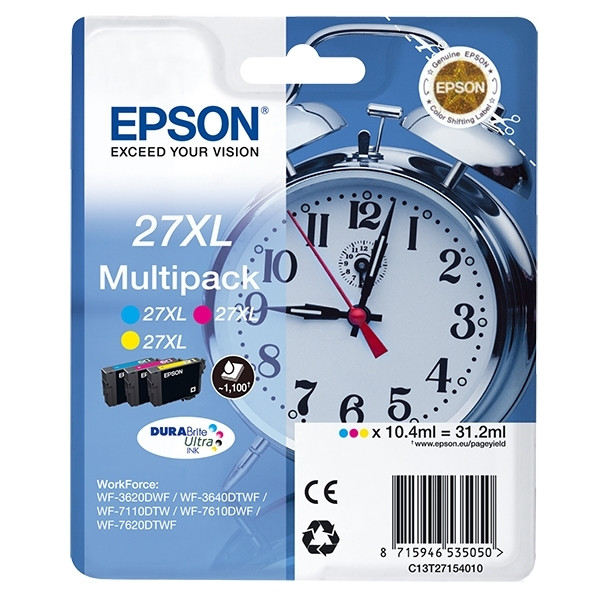 Epson 27XL (T2715) pack de cartouche 3 couleurs (d'origine) C13T27154010 C13T27154012 026624 - 1