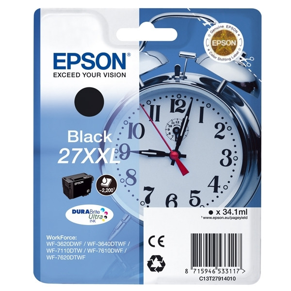 Epson 27XXL Epson (T2791) cartouche d'encre capacité extra-haute (d'origine) - noir C13T27914010 C13T27914012 026614 - 1