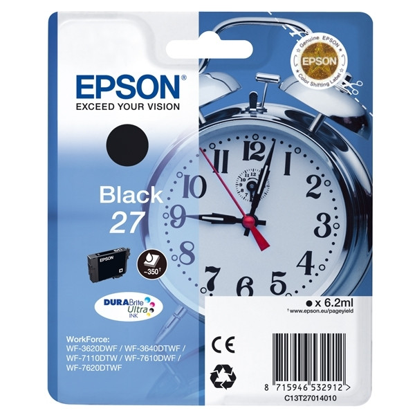 Epson 27 (T2701) cartouche d'encre noire (d'origine) C13T27014010 C13T27014012 026626 - 1