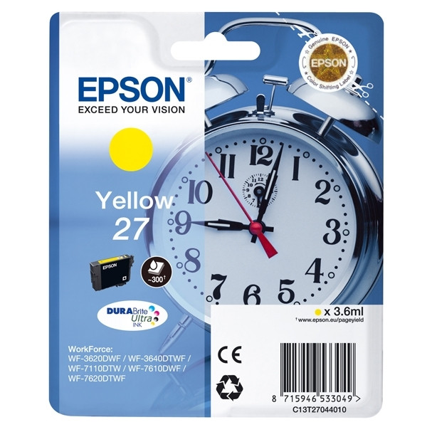Epson 27 (T2704) cartouche d'encre jaune (d'origine) C13T27044010 C13T27044012 026632 - 1