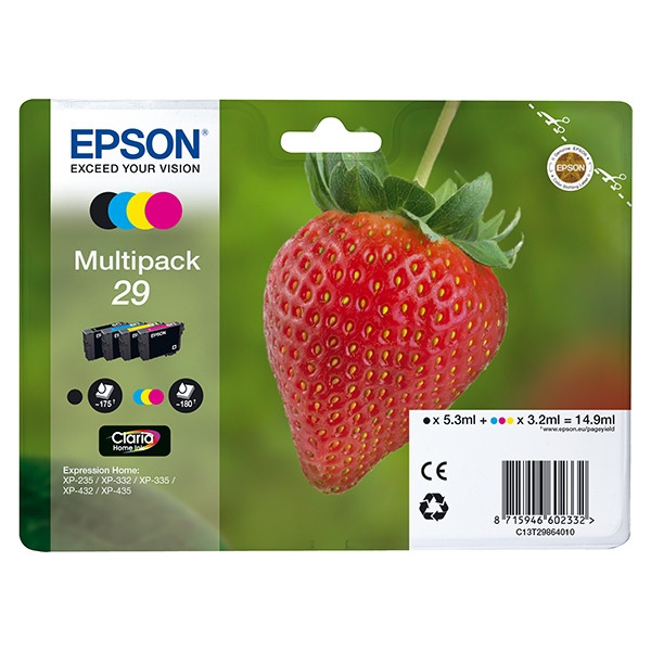 Epson 29 (T2986) multipack 4 couleurs (d'origine) C13T29864010 C13T29864012 026844 - 1