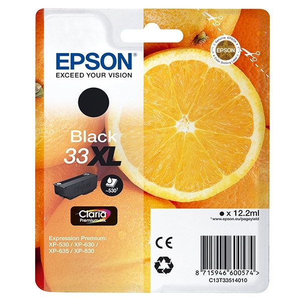 Epson 33XL (T3351) cartouche d'encre noire haute capacité (d'origine) C13T33514010 C13T33514012 026850 - 1