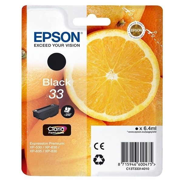 Epson 33 (T3331) cartouche d'encre noire (d'origine) C13T33314010 C13T33314012 902475 - 1