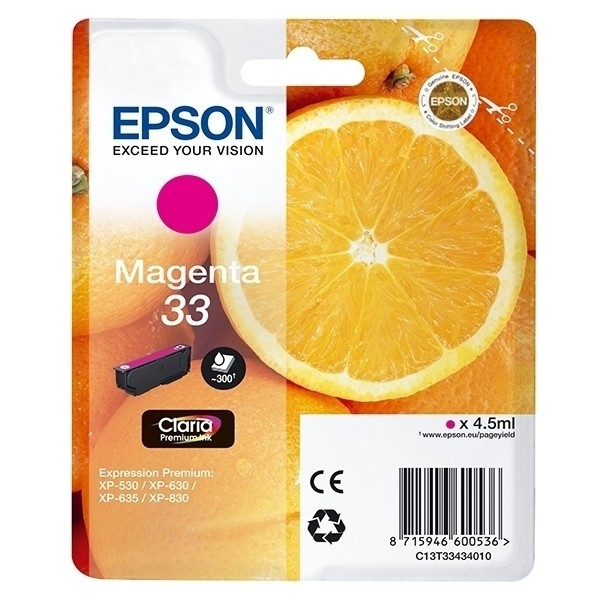 Epson 33 (T3343) cartouche d'encre (d'origine) - magenta C13T33434010 C13T33434012 902010 - 1