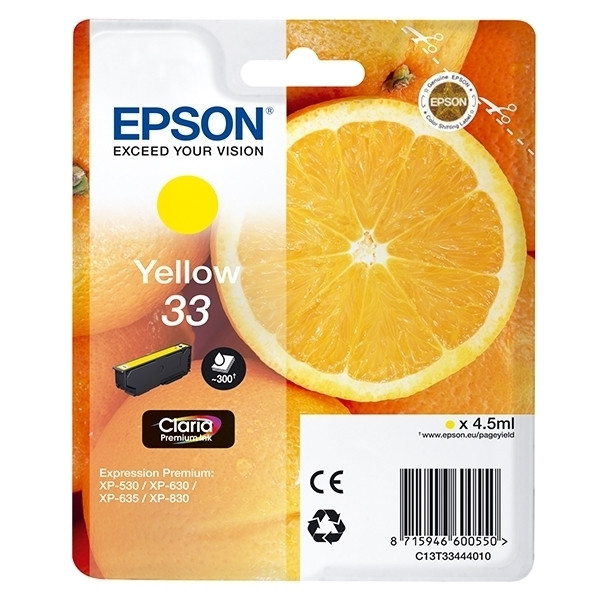 Epson 33 (T3344) cartouche d'encre (d'origine) - jaune C13T33444010 C13T33444012 026864 - 1
