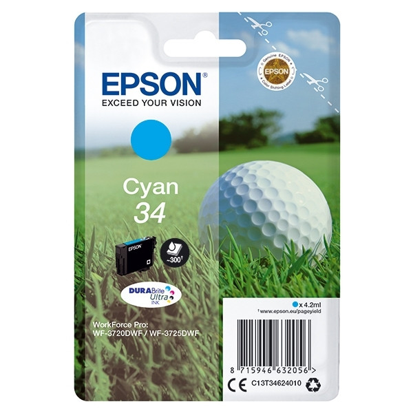 Epson 34 (T3462) cartouche d'encre cyan (d'origine) C13T34624010 902486 - 1