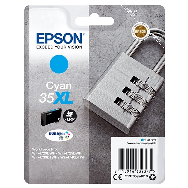 Epson 35XL (T3592) cartouche d'encre cyan haute capacité (d'origine) C13T35924010 027036 - 1