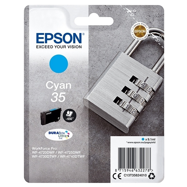 Epson 35 (T3582) cartouche d'encre cyan (d'origine) C13T35824010 027028 - 1