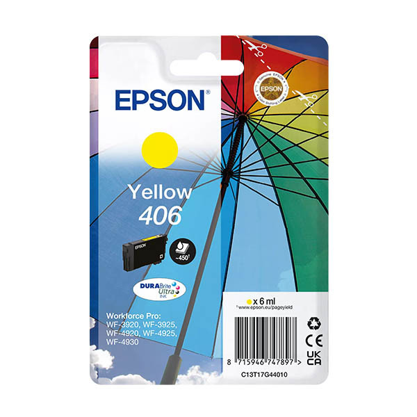 Epson 406 (T17G4) cartouche d'encre (d'origine) - jaune 652170 - 1