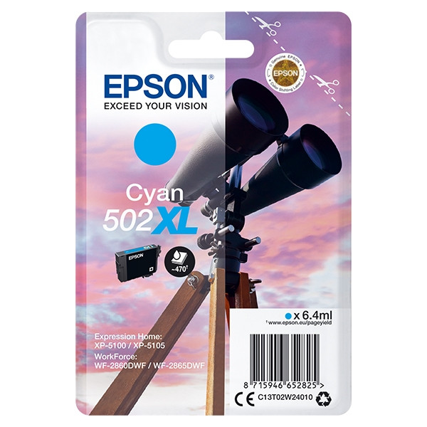 Epson 502XL cartouche d'encre haute capacité (d'origine) - cyan C13T02W24010 C13T02W24020 024110 - 1