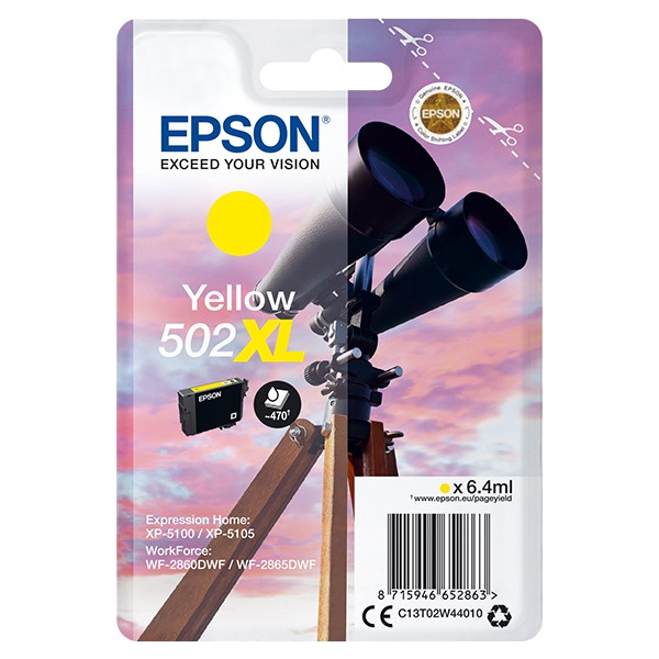 Epson 502XL cartouche d'encre haute capacité (d'origine) - jaune C13T02W44010 C13T02W44020 024114 - 1